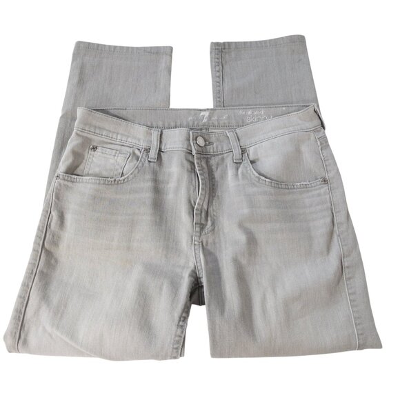 7 For All Mankind Relaxed Skinny W 27 L 25 Gray Jeans Faded - Picture 3 of 14